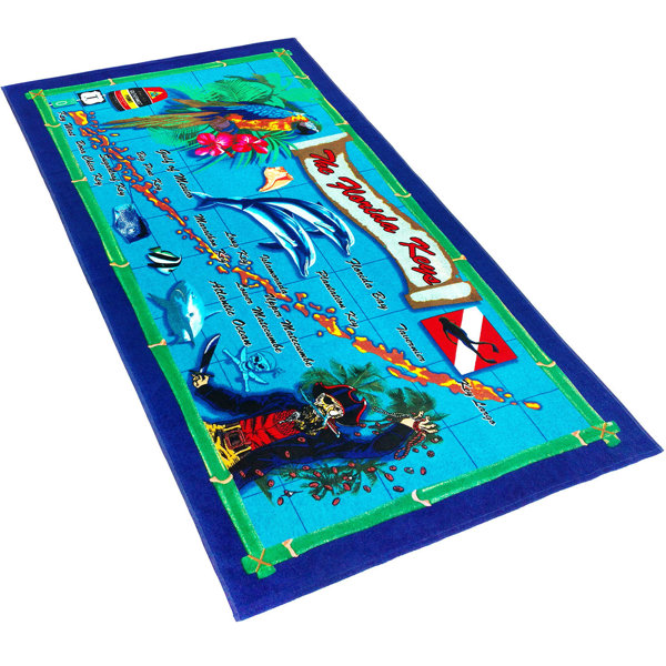 Zoomie Kids Conover Florida Keys Map 100 Cotton Beach Towels Wayfair